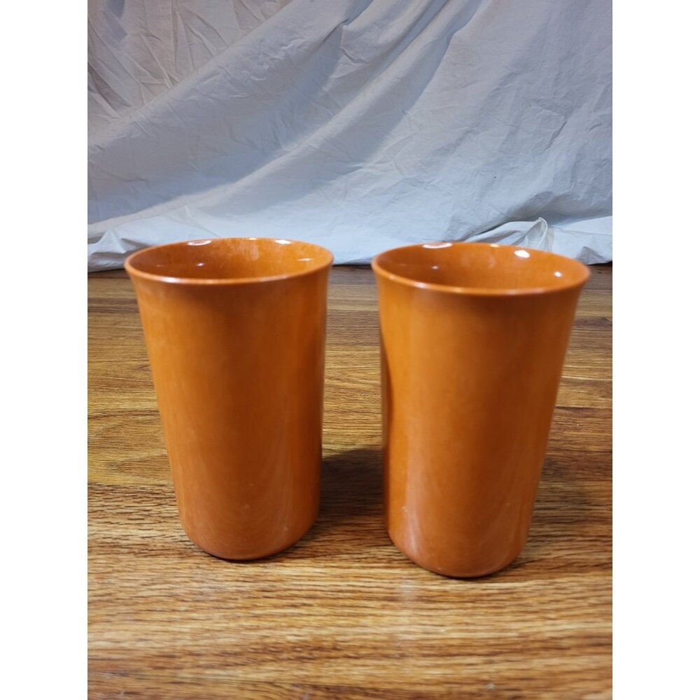 Pair Of 2 branchell melmac tumbler Orange